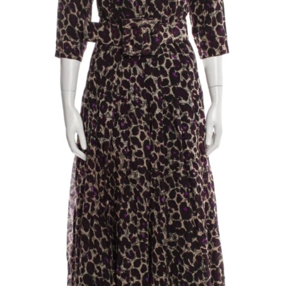 Samantha Sung Animal Print Long Dress w/ Tags Size: S | US 4 leopard print cotto - Picture 4 of 11